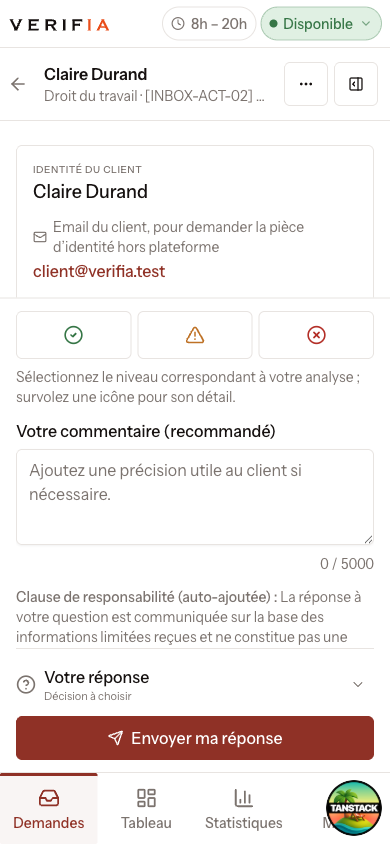 Nouvelle clause auto-ajoutée dans le formulaire de réponse avocat sur mobile
