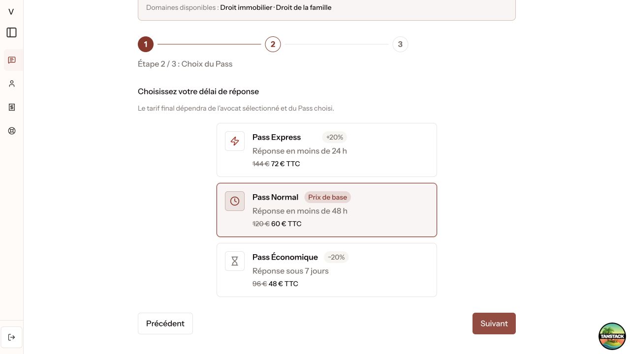 Parcours final de deuxième question avec prix réduit