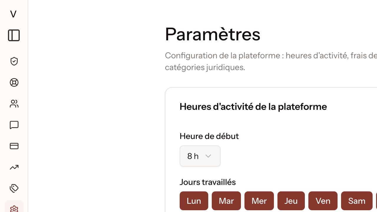 Paramètres avant ajout du délai d'acceptation