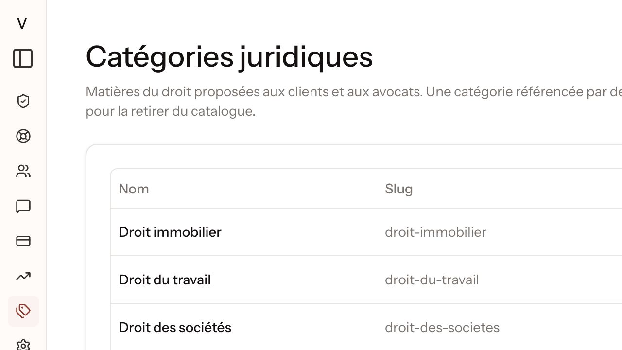 Catalogue juridique avant vérification